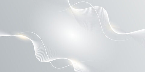 Poster - White and gray abstract background wallpaper for presentation with gradient and line vector image.