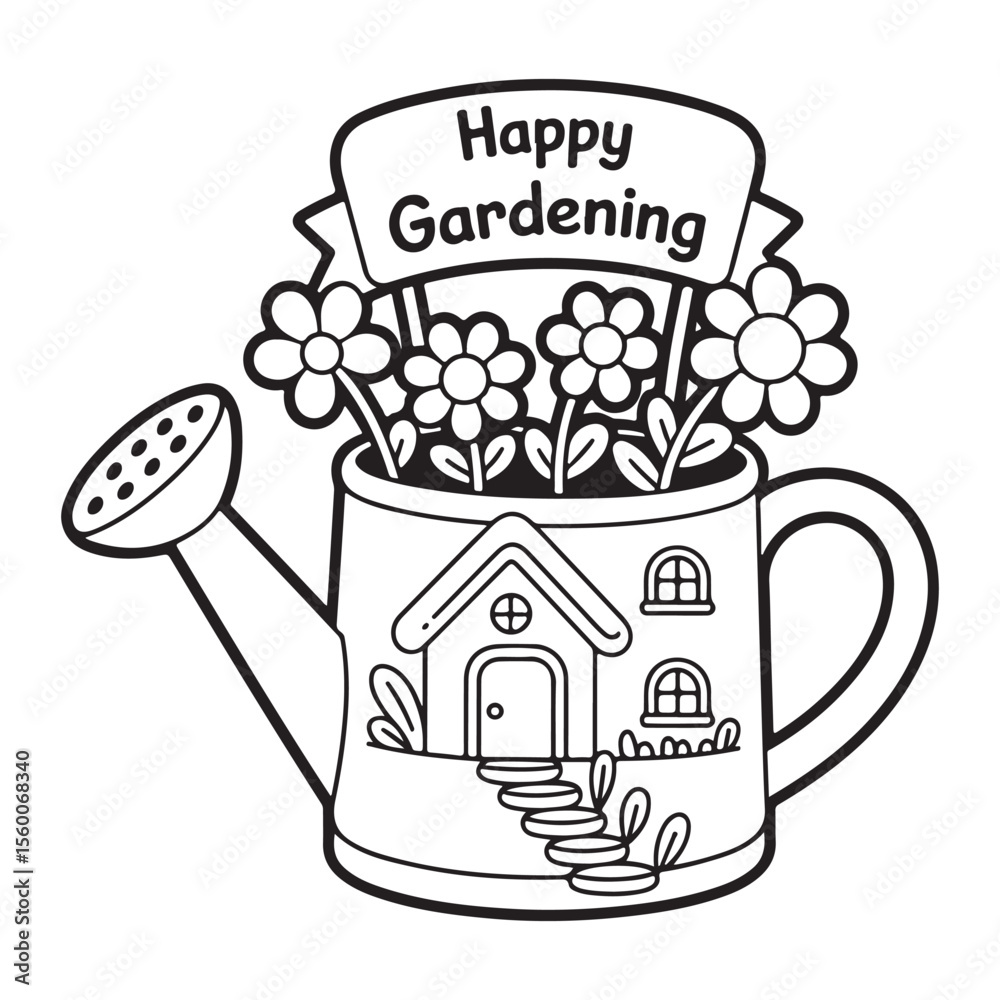 Whimsical House Bold & Easy Coloring Page, bold and easy coloring book