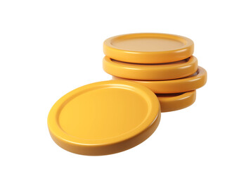 Fototapete - 3d finance rendering icon of a stack background, shiny gold coins leaning against a transparent of perfect for investment concept money