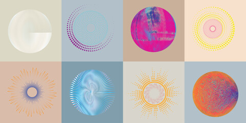Fototapete - Lines and dots in Circle Form .Rotate rounded shape Vector Illustration .Rotating dots form a circle .Rotating design element . Various lines forming round shape . Abstract Geometric line art .
