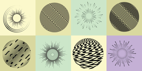 Fototapete - Lines and dots in Circle Form .Rotate rounded shape Vector Illustration .Rotating dots form a circle .Rotating design element . Various lines forming round shape . Abstract Geometric line art .
