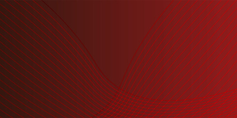 Poster - Abstract dark red background with smooth curved lines and glowing blue dot in center, digital wave pattern design.