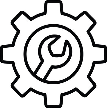 Wrench with gear thin line icon