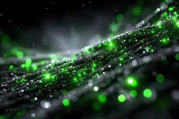 Poster - Shimmering green particles create a mystical atmosphere in a dark setting
