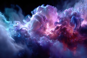 Poster - Colorful swirling clouds in a cosmic setting with vibrant hues of pink and blue