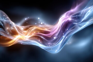 Poster - Colorful abstract wave flowing gracefully in dark space