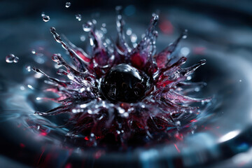 Poster - Captivating water splash with vibrant colors and abstract forms at night