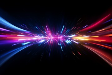Aufkleber - Vibrant light trails creating a sense of speed and motion against a dark backdrop
