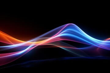 Aufkleber - Colorful light trails creating a dynamic and vibrant abstract composition on a dark background