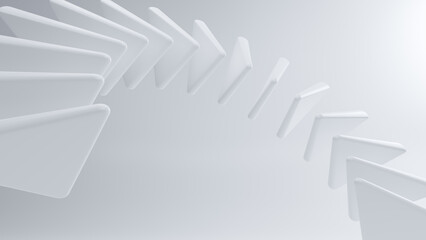 Fototapete - Abstract 3d background with round triangle shapes smooth, Abstract white curving architectural design. Visual element for banner header poster or cover. 3d rendering illustration for graphic design
