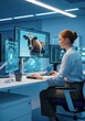© Angelo - Digital agriculture innovation cow monitoring system modern office desktop setup high-tech environment focused viewpoint