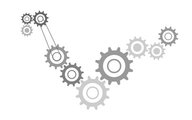 Leinwandbilder - Graphic representation of cogwheels in machinery. Conceptual vector illustration.
