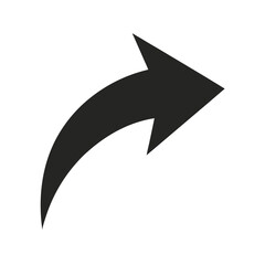Poster - Modern Arrow Icon Design Curving Forward Pointing to the Right Symbolizing Progress Direction and Movement in Graphic Style
