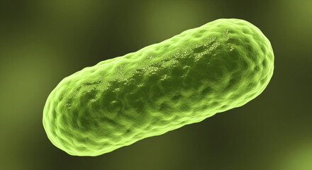Poster - Close-up of a lime-green bacterium, exhibiting a bumpy, textured surface.  The image showcases microscopic life, representing scientific study or medical research