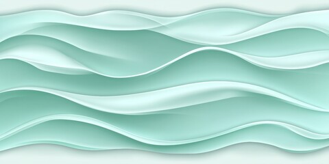 Poster - Abstract Pale Mint Green Layered Shapes Background with Smooth Waves for Text Placement in Design
