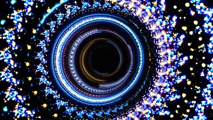 Poster - Colorful circular light patterns in a dark abstract background  