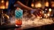 © Dessiner - 煙と神秘的なカクテルが立ち込めるバーカウンター | Mysterious cocktail with smoke on a bar counter
