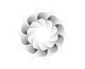 Aufkleber - Black and white abstract shape. Design Element Wave Lines Guilloche curve line Background circle for  Yoga, Wellness, Relaxation. Pattern branding Frame border certificates