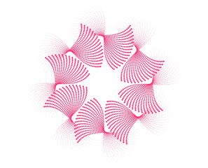 Fototapete - abstract red star with wings. Abstract Halftone Spiral Wave — Futuristic Digital Design Background