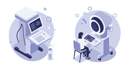 Poster - Medical technology in healthcare vector illustration for diagnostic equipment design