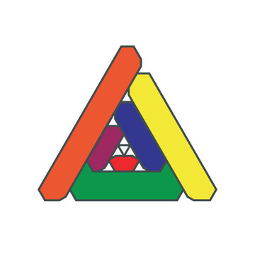 Abstract color gradient penrose triangle pattern collection