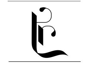 Poster - Fancy RP Emblem – R & P Letter Logo in Elegant Script Style
