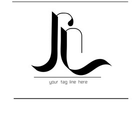 Poster - RN Letter Logo – Overlapping R and N Calligraphy Emblem