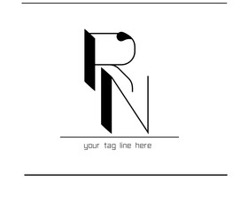 Poster - Classic RN Calligraphy Monogram – Intertwined R and N Typography