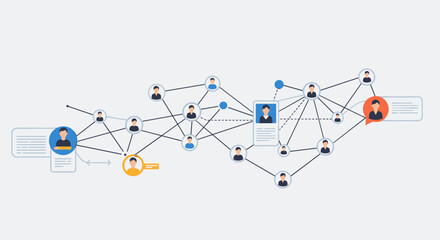 Poster - Social network connections vector illustration in flat style for digital communication design