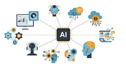 Poster - Artificial intelligence network concept vector illustration for technology and communication design