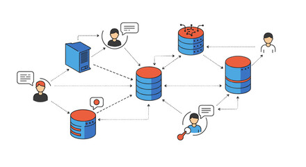 Poster - Data management system network concept vector illustration in isometric style for tech design