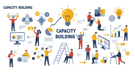 Poster - Capacity building concept vector illustration for team development and strategy in flat style