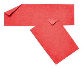 Aufkleber - Two red overlapping isolated cut out blank paper notes cardboard with folded corner dog-ear earmark and copy space for text, transparent png background design element