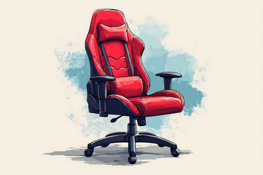 Hand drawn gaming chair cartoon illustration.