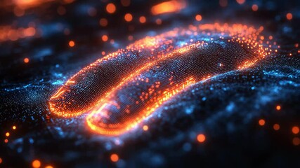 Poster - Glowing patterns pulse and shift in a stunning digital landscape filled with vibrant colors. Explore the mesmerizing interplay of light and form that captivates the imagination.