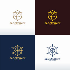 Aufkleber - Set of Pixel technology logo designs concept vector, Network Internet logo symbol, Digital Wire logo