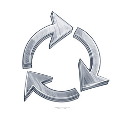 Poster - Circular Arrow Sketch of Recycling Symbol Representing Sustainability in Eco Friendly Processes