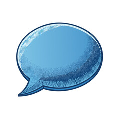 Fototapete - Blue Speech Bubble Illustration with Hatching Details on a Black Background