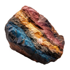 Poster - Vibrant mineral rock showcasing blend of colors including blue, orange, pink, and yellow, highlighting its unique texture and natural beauty