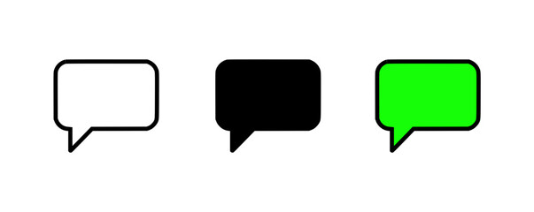 Poster - Speech bubble icon in outline, silhouette, and two-color design  