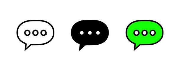 Poster - Chat bubble icon in three design variations - outline, silhouette, and two-tone  