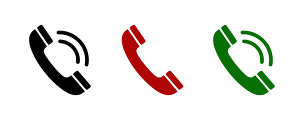 Poster - Phone icon silhouettes in black, red, and green colors  