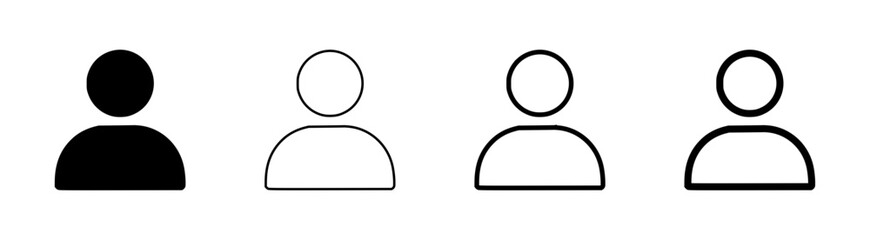 Poster - User icon, four variants of icon designs, icon designs - silhouette, outline with three types of outline thickness