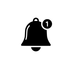 Poster - Bell silhouette icon with notification symbol representing alert message  
