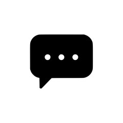 Poster - Black speech bubble silhouette icon with three dots representing communication  