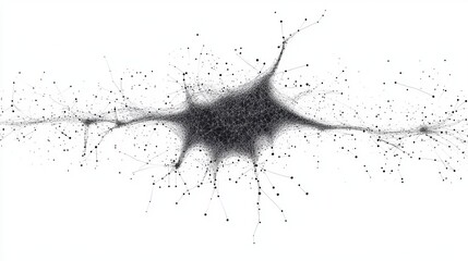 Poster - Intricate Low Poly Black Neuronal Network Structure Illustration for Scientific Visualization Use