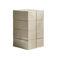Poster - modern ceramic cube sculpture with glossy finish, featuring minimalist design and neutral color. thi