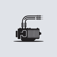 Poster - Black and white vector illustration depicting a detailed representation of an industrial machine or component