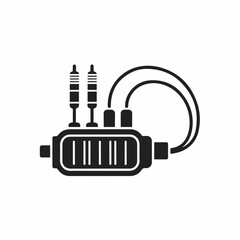 Aufkleber - Black and white illustration of a power supply connector for electrical equipment or audio and video devices isolated on white background