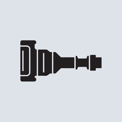 Poster - Black silhouette illustration of a fuel injector component depicted on a light gray background